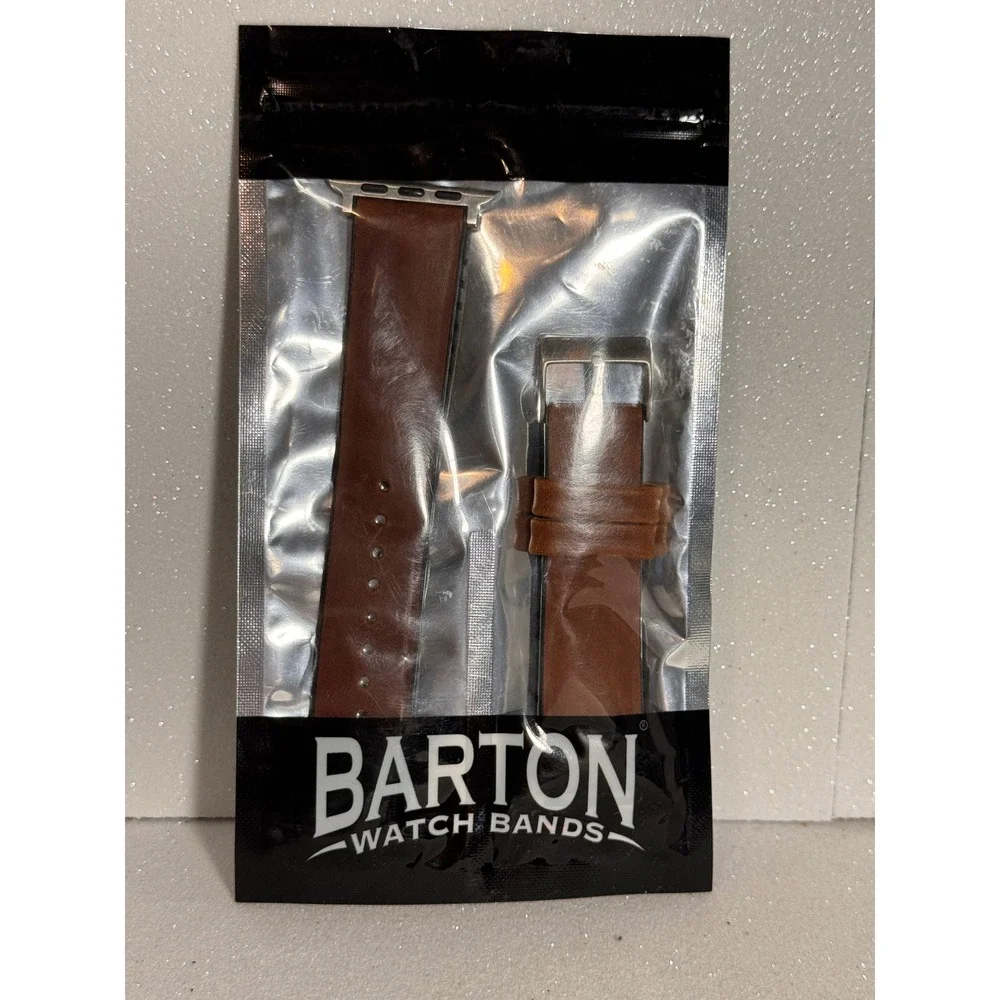 Barton Watch Bands Apple Oak Leather Strap for Apple Watch 42mm LHQR Brown